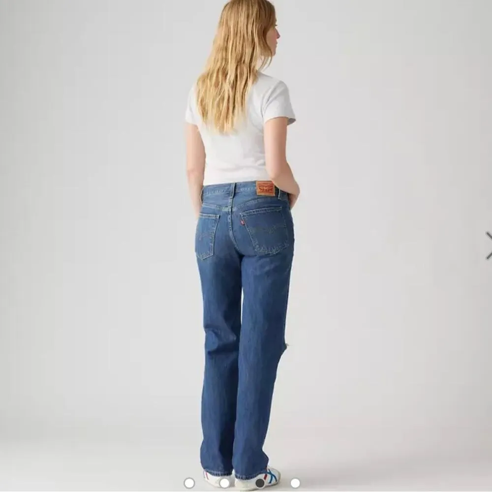 Levi’s low pro straight jeans ripped knee Sz 28 - Image 2