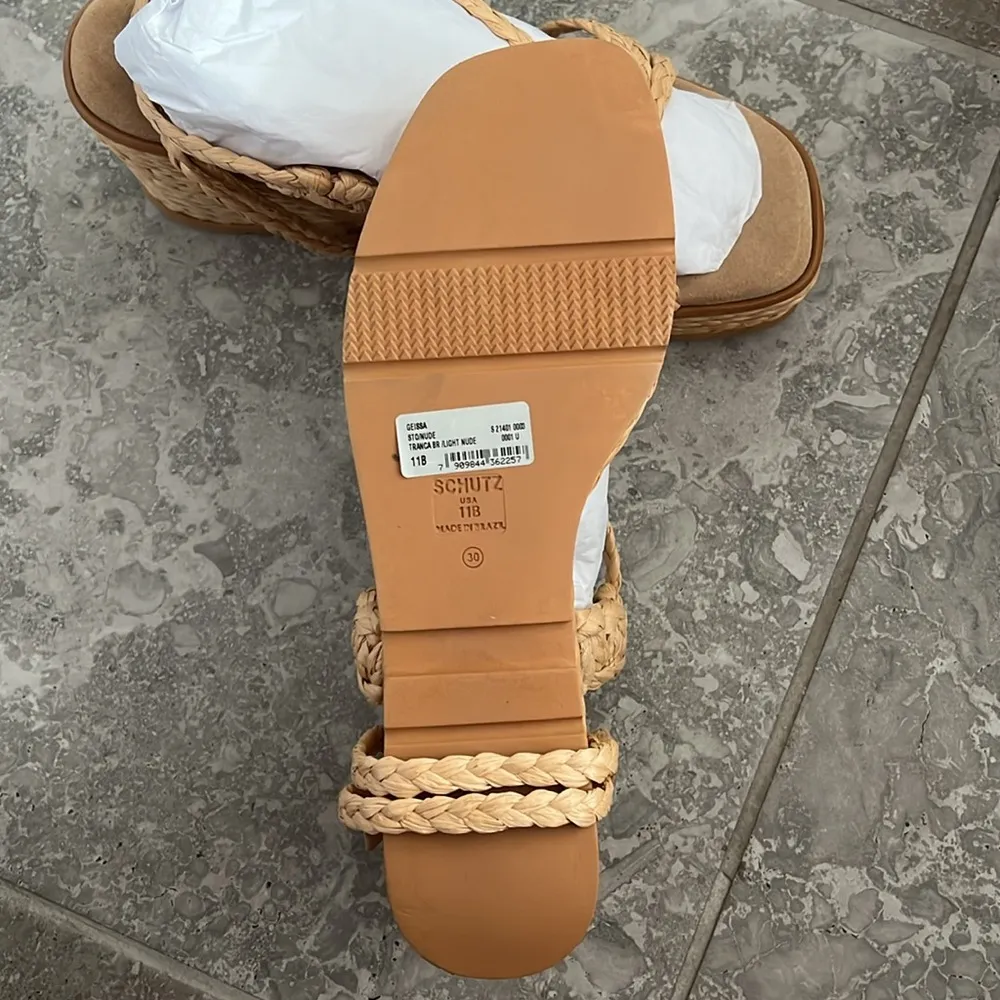 NEW  Revolve* Geissa Platform Wedge Espadrille Sandals Nude, Size 11B $158 - Image 13