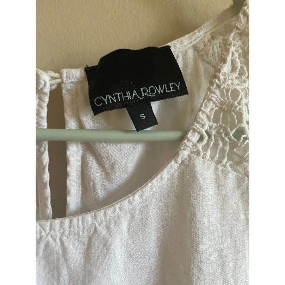 Cynthia Rowley linen blend womens white tank small - Image 3