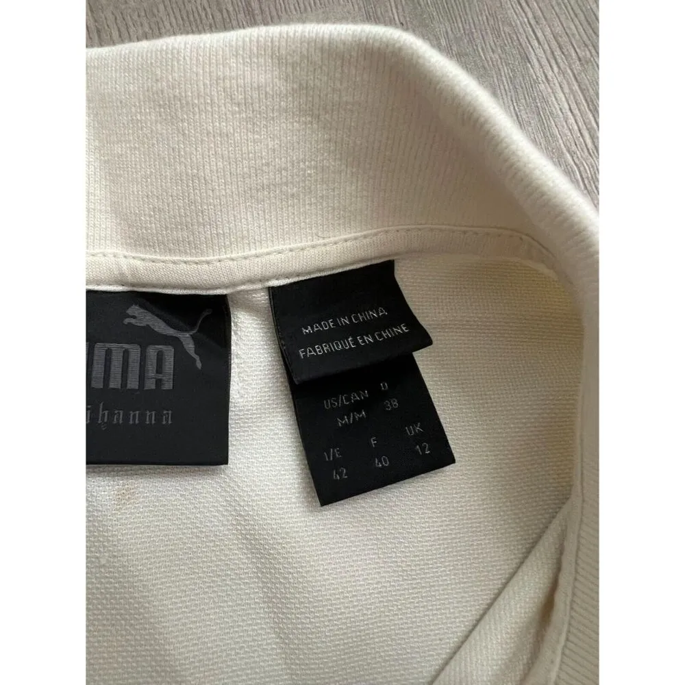 Fenty Puma Rihanna Dress Womens Ivory Polo Swing Ruffle Mini SZ M - Image 2