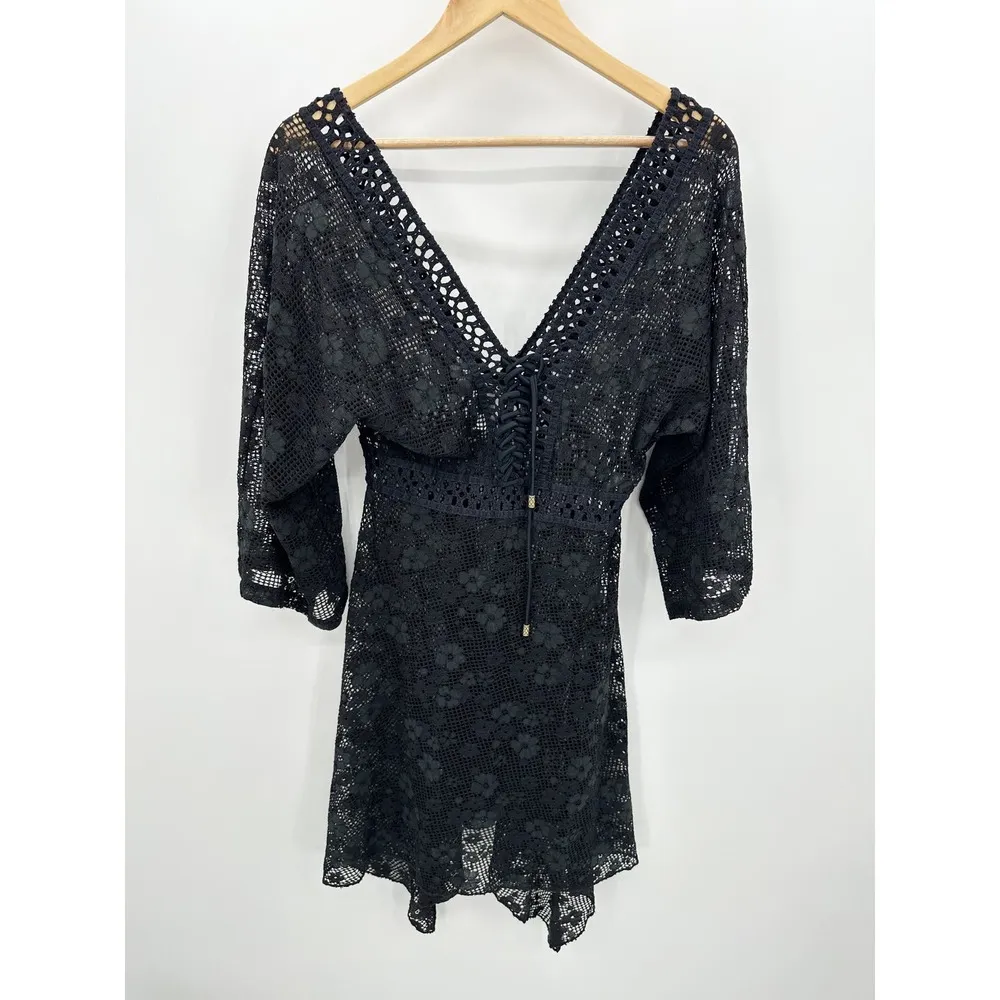 Despi Swim Cover Up Women MEDIUM Black V - Image 7