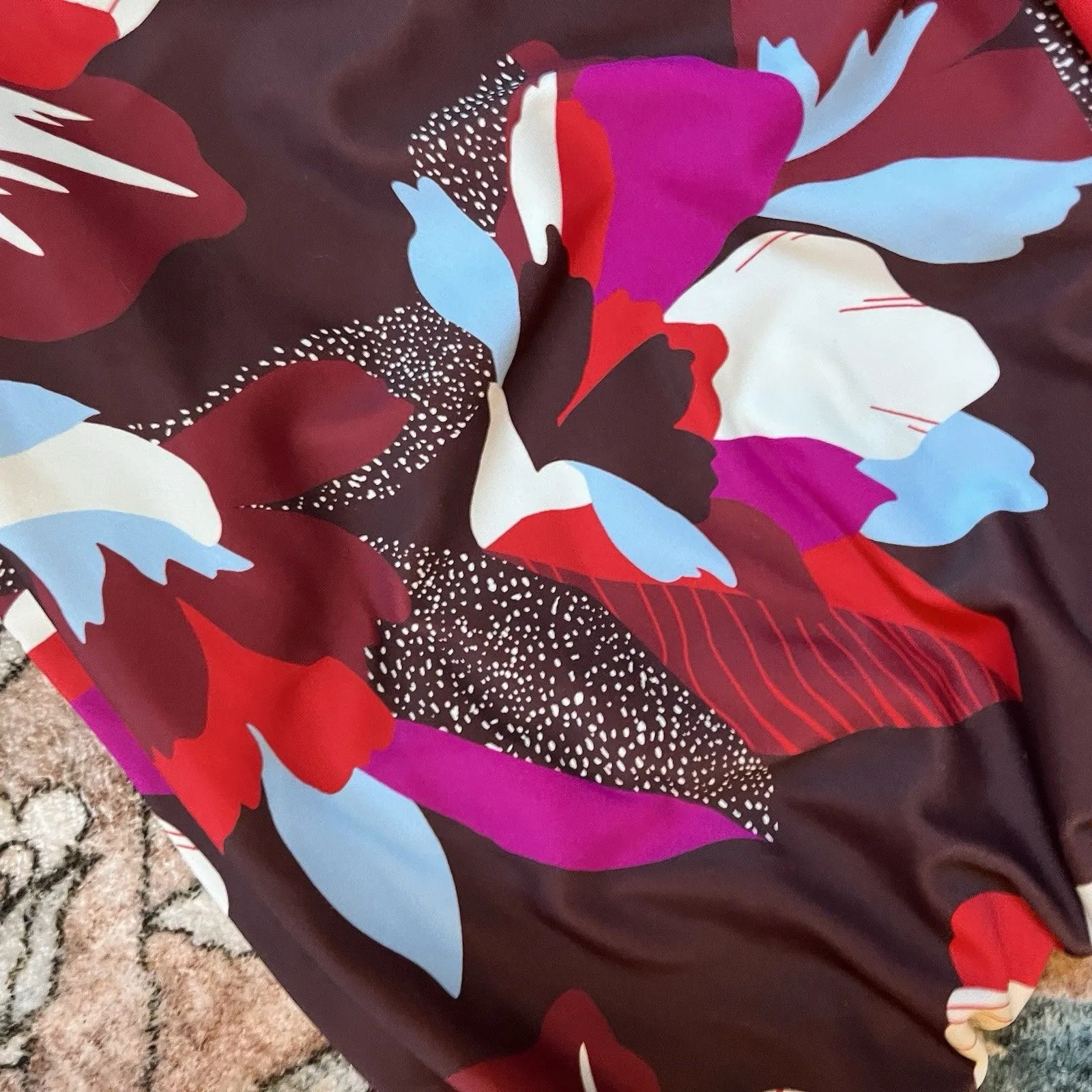 Athleta Red Maroon Pink Floral Underwire Tankini Top Bathing Swim Suit 36 B/C - Image 3