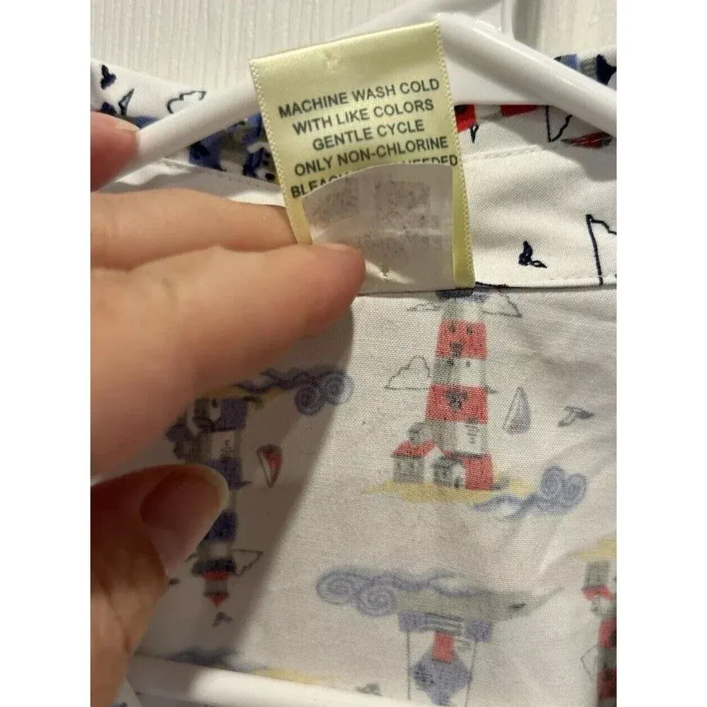 Vintage‎ Blair Lighthouse  Button Down Women’s Size Medium Short Sleeve Nautical - Image 3