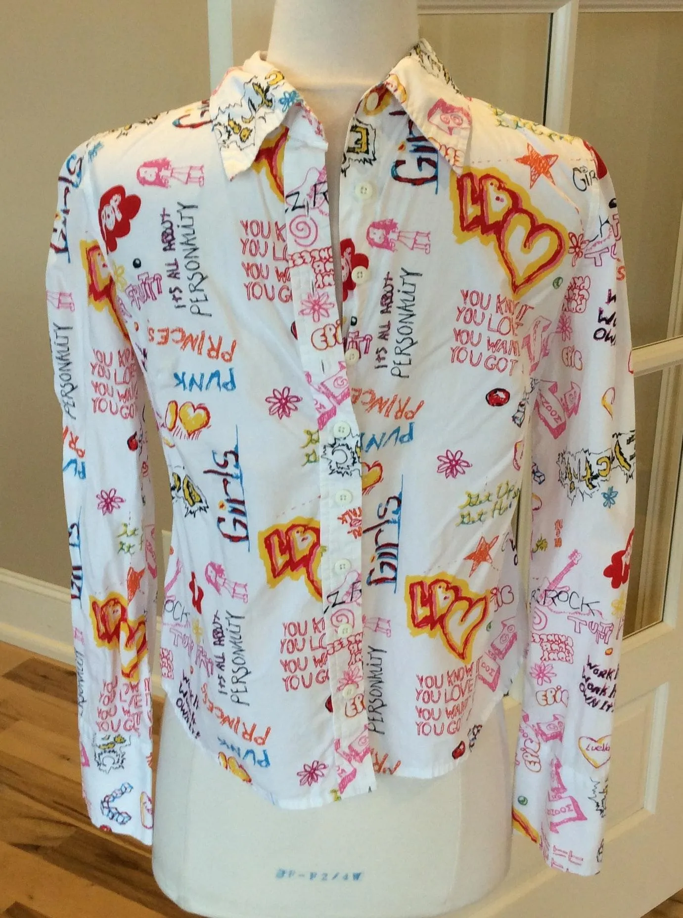 Luella For  White Graffiti Shirt Button Down M Fits Like A Small - Image 2