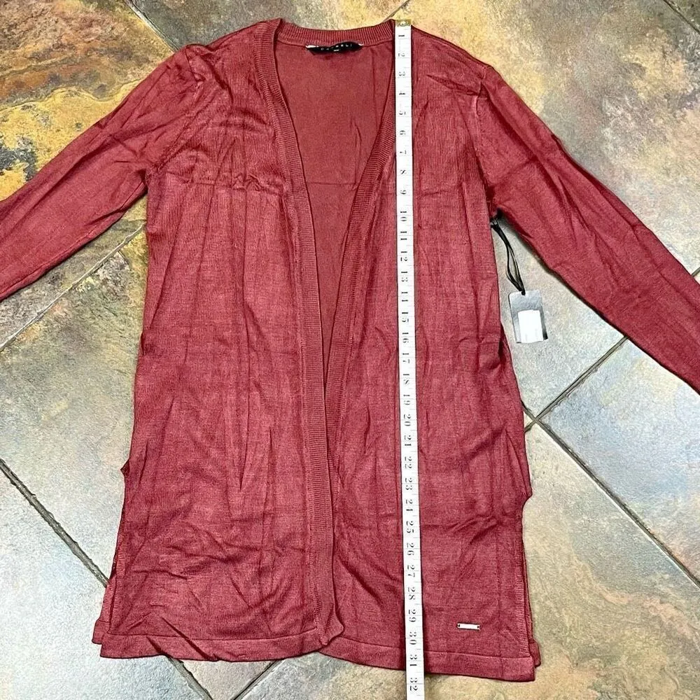 NWT Carreli Long Open Front Cardigan Medium Brown - Image 9