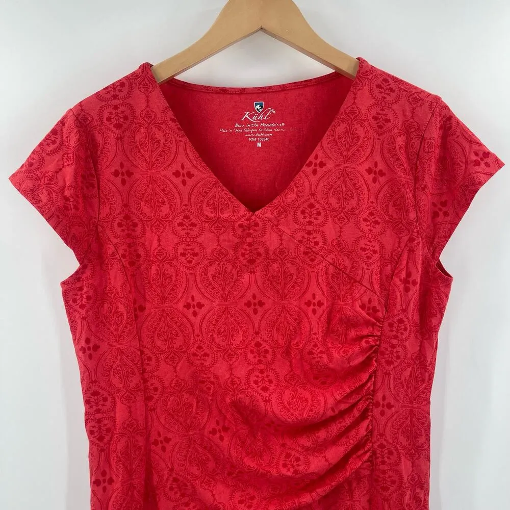 KUHL Dress Size Medium Red Orange Coral Cool Max Organic Cotton Travel Vacation - Image 7