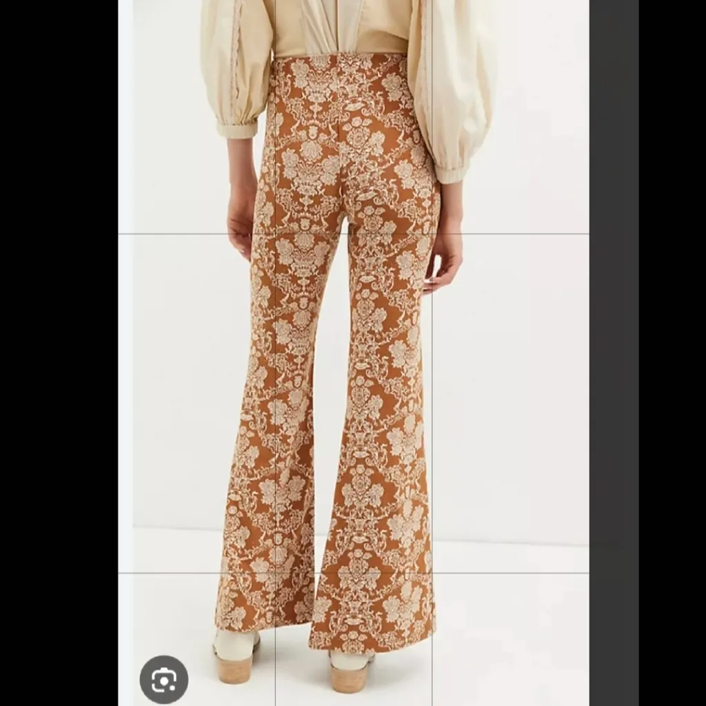 Anthropologie Industry Knit Flare Neutral Motif Wide Leg Pants Small - Image 2