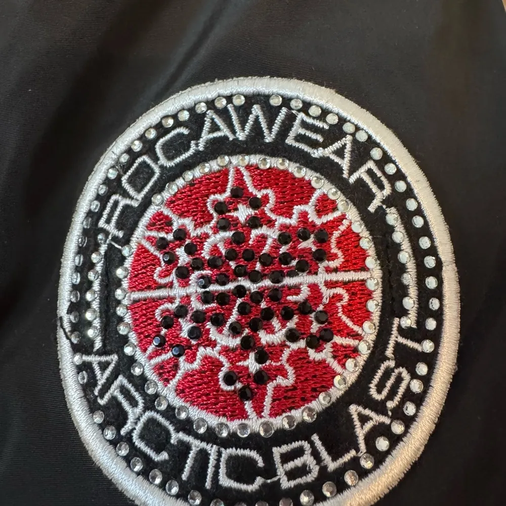 Rocawear ArcticBlast Puffer Parka w/ Fur Hood & Rhinestone Winter Ski Black M - Image 3