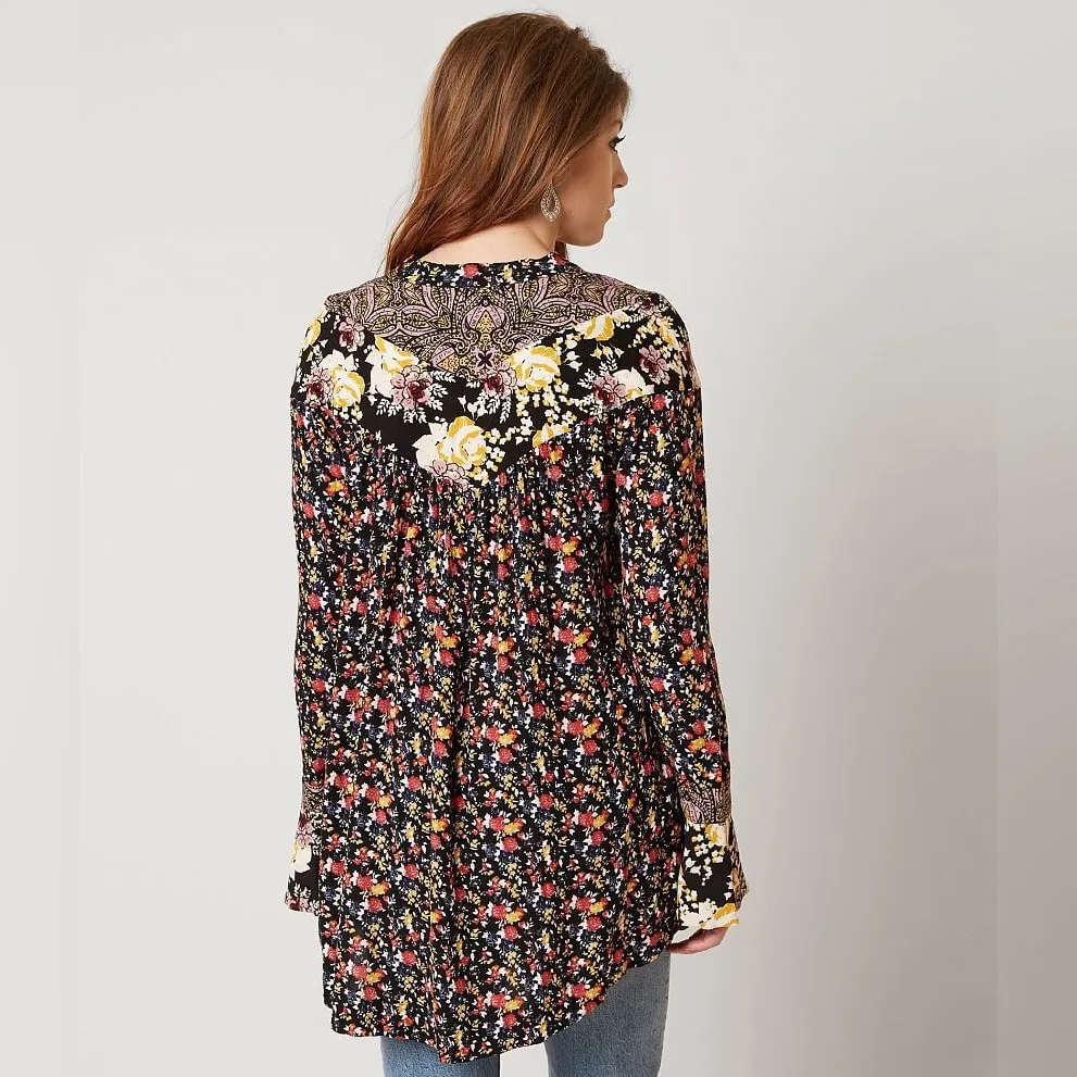 Free people Wildflower Fields Henley Top In Black Size M - Image 16