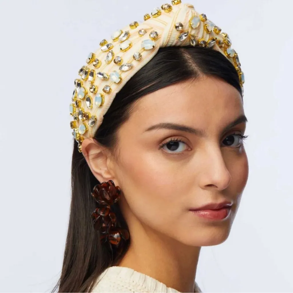 Lele Sadoughi
Embellished Striped Cotton Knotted Headband - Image 3