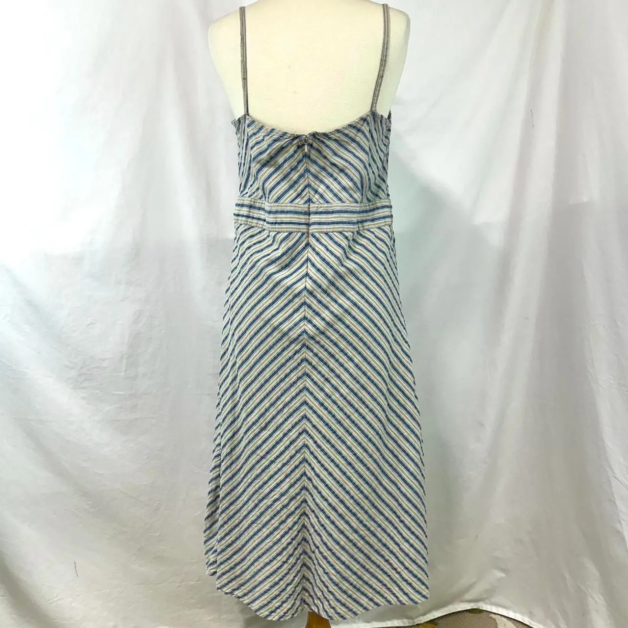 CROSSING POINTE Vintage Blue Cream Striped Babydoll Sun Dress Plus Size 18 Beach - Image 4