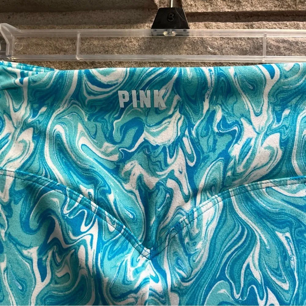 VICTORIA SECRET PINK! 6" SOFT ULTIMATE HIGH WAIST BIKER SHORT XLarge Marble Blue - Image 4