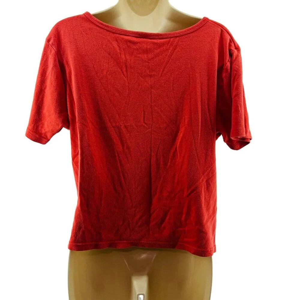 Victoria's Secret Orange Bling Rhinestone Short Sleeve Tee Womens Size Medium - Image 5