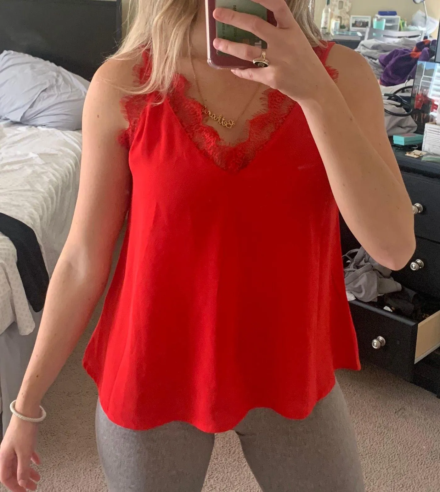 Red Lace Tank Top - Image 2