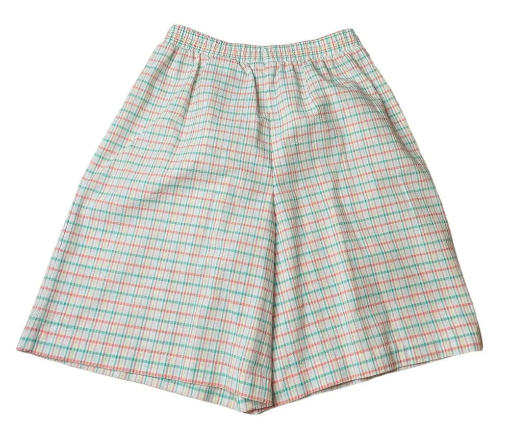 Vintage Womens Cape Cod Sportswear White Plaid Wrap Skort/Skirt & Shirt Set Sz S - Image 7