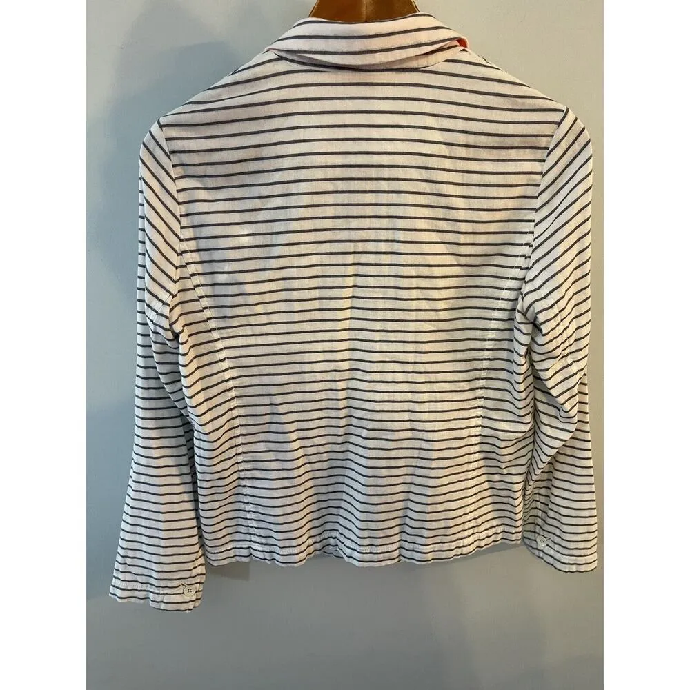 Gap The Academy Blazer Unstructured Blue/White Stripe Nautical Cotton Size 8 - Image 7