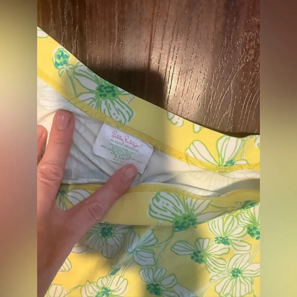 Lilly Pulitzer Yellow Floral vintage Mini swim Skirt size XS - Image 8