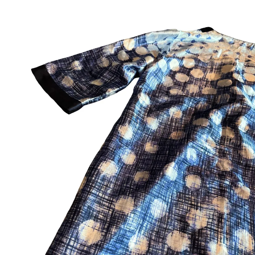 Oscar De La Renta Pink Label Blue Polka Dot Caftan Kaftan Open-Front Size Large - Image 6