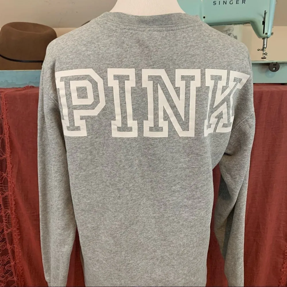 Victoria’s Secret Pink light gray logo sweatshirt - Image 4