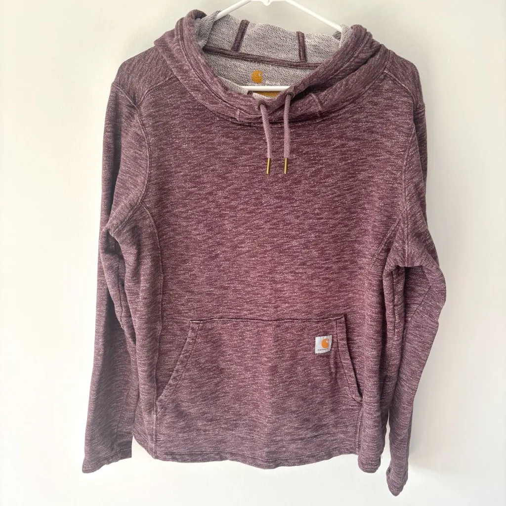 Carhartt Newberry Cowl Neck Hoodie Mauve Purple Berry Sweatshirt Workwear - Image 2