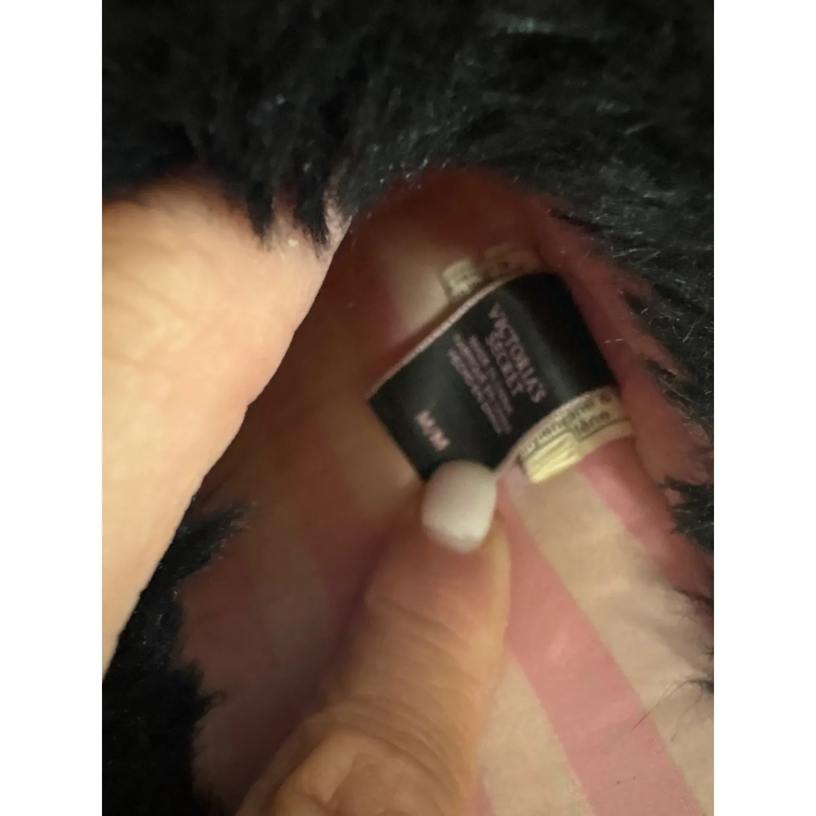 Victoria's Secret Pink Stripe Faux Fur Slide Slippers M M - Image 3