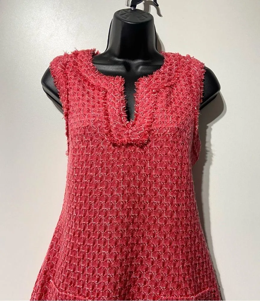 Karl Lagerfeld Paris Pink Magenta Tweed Boucle Shift Jackie-O Dress Size 8 NWOT - Image 4