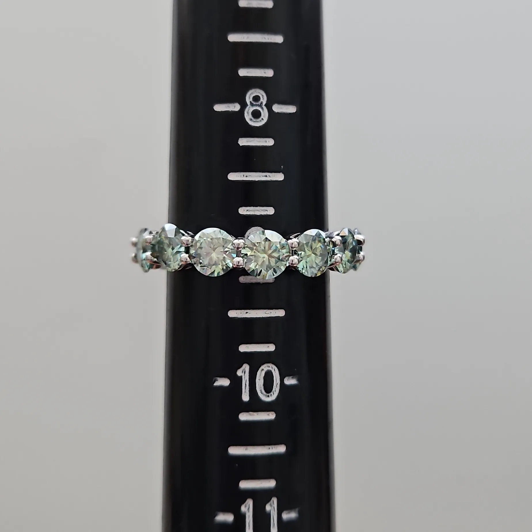 5mm Bluegreen Moissanite Eternity Ring Size 9 - Image 5