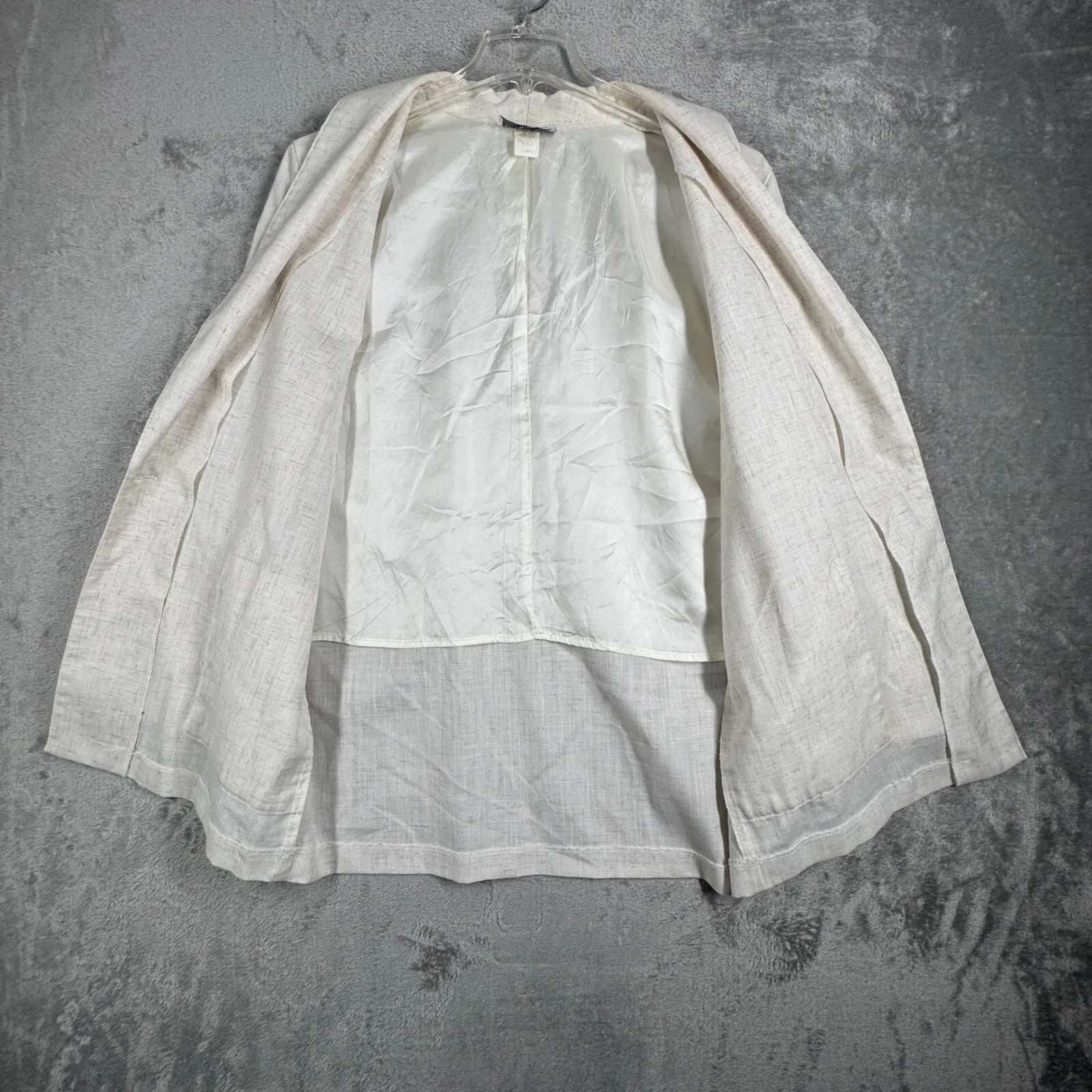 Kensington Square Blazer One Button Pockets Neutral Coastal Beach Jacket‎ Large White - Image 4