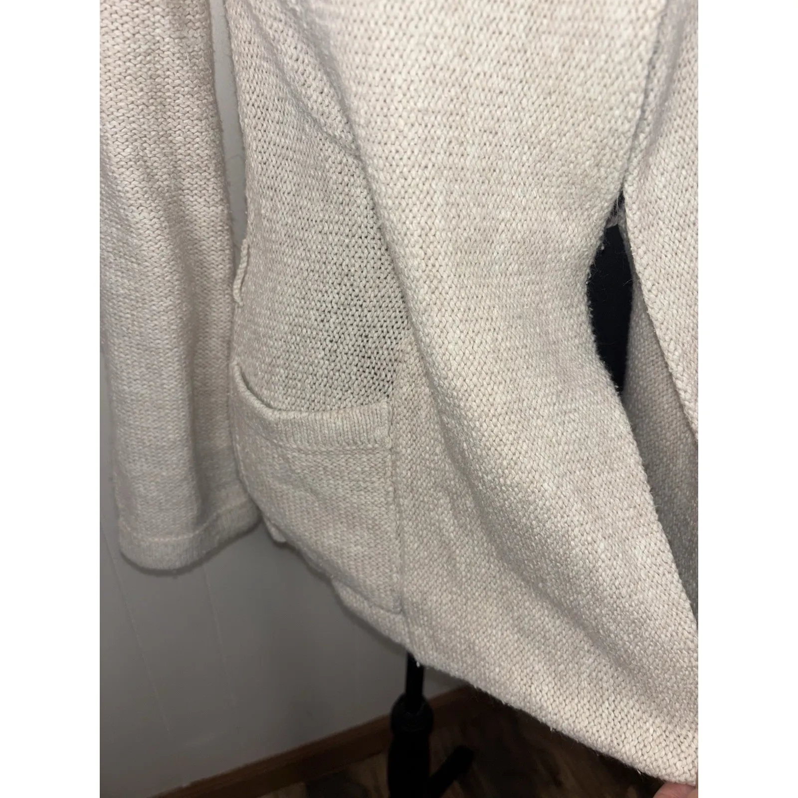 free people beige hooded sweater cardigan inside tie pockets xs - Image 2