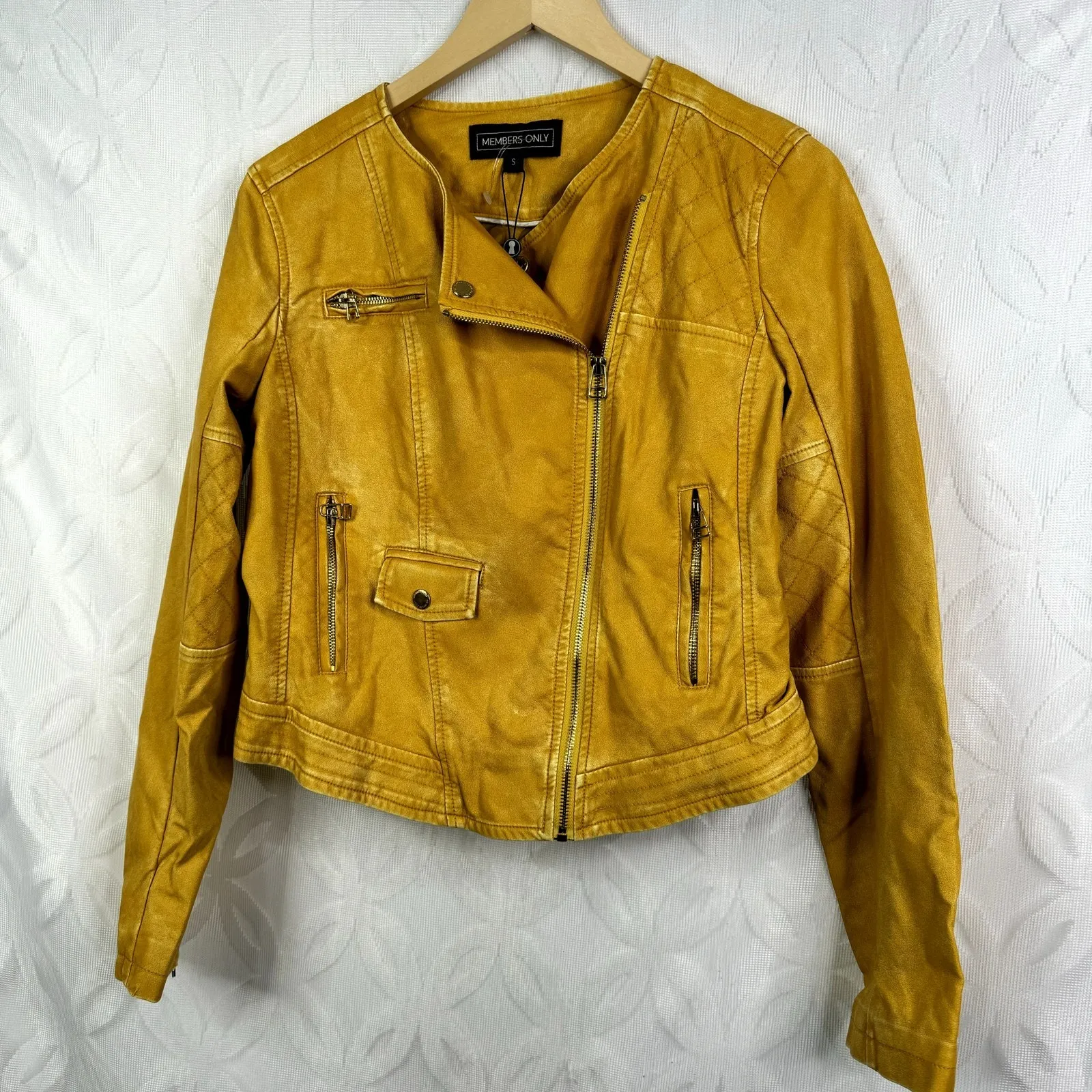 Members Only Womens Size S Collarless Moto Zipper (Tumeric) Jacket NWT - Image 9