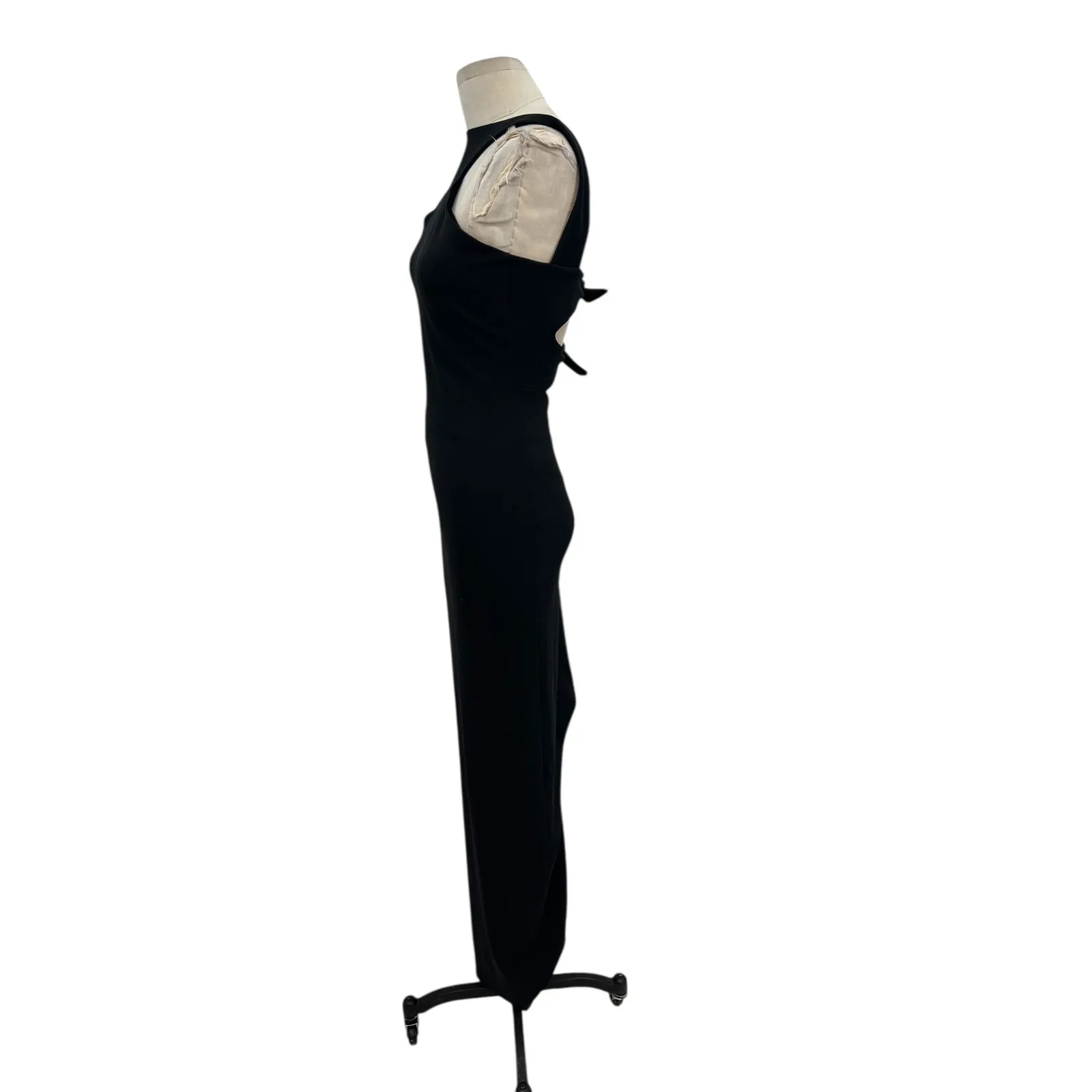 Nookie Long Gown Maxi Dress Bodycon Halter Neck Cut‎ Out Tie Black Size Small - Image 8