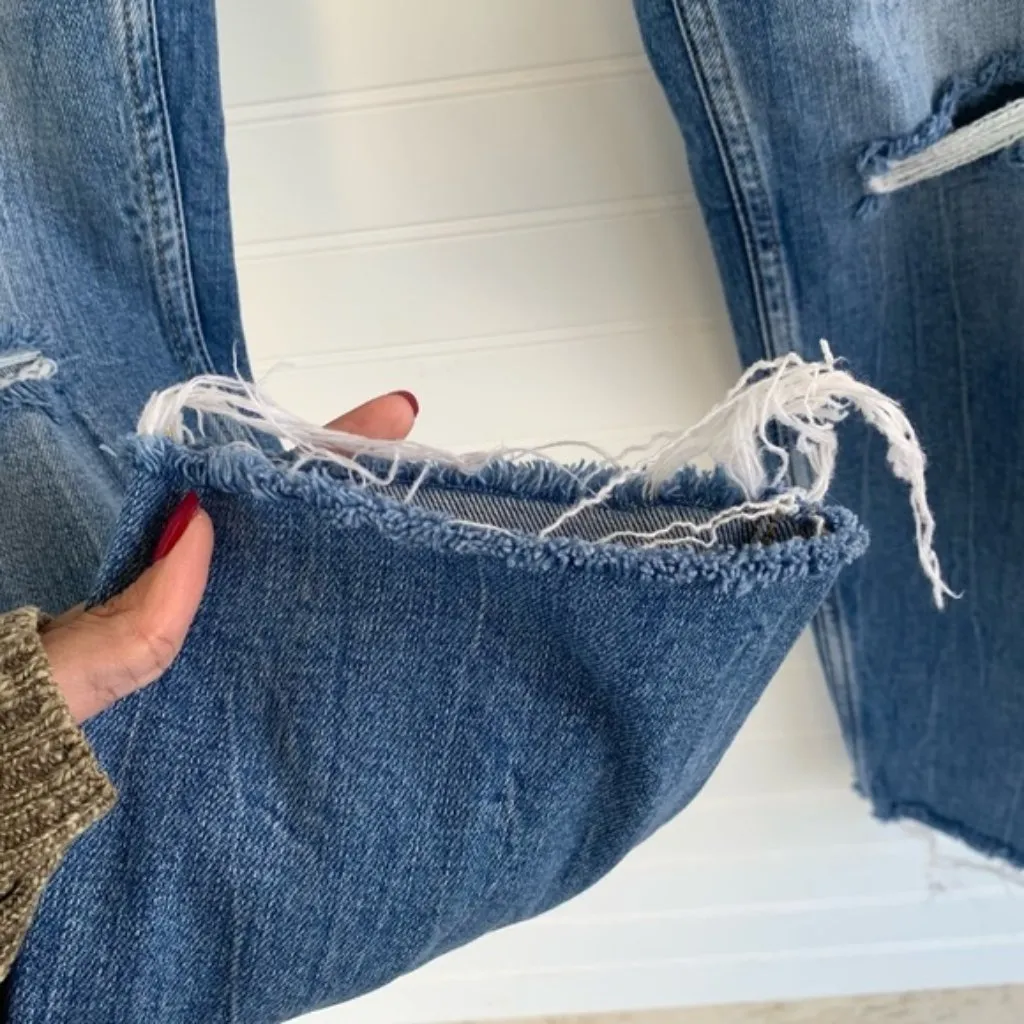 Zara The Slim Boyfriend Style Blue Denim Distressed Jeans Size 4 - Image 4