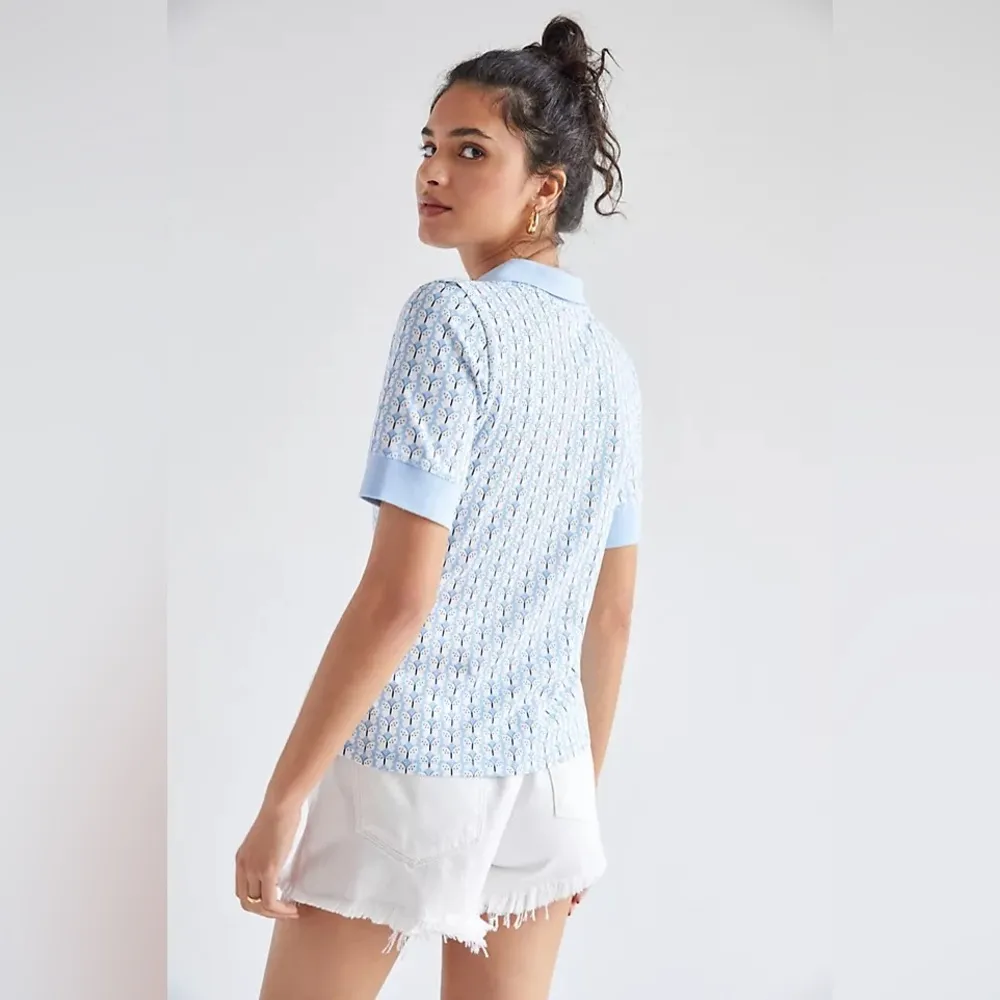 ANTHROPOLOGIE MAEVE Springtime Polo Top Butterfly Size Medium - Image 8