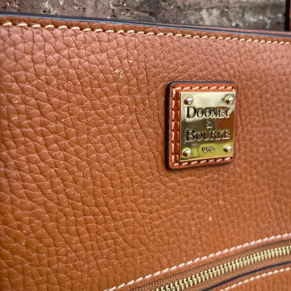 Dooney & Bourke Leather Brown Shoulder Bag Tote Classic Red Interior Purse - Image 2