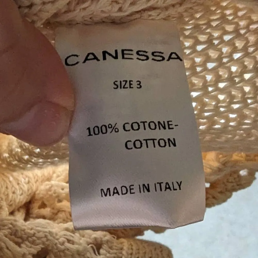 Canessa Luna Nuvola Ivory Crochet Open Knit Tied Cotton Maxi Dress 3 M NWT Size M - Image 5