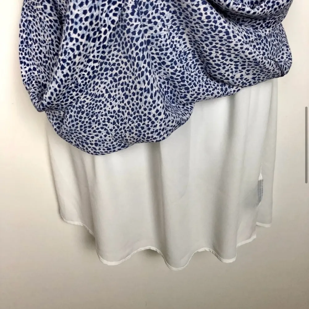 sleeveless drawstring shift dress navy blue white cheetah - Size 2 - Image 5