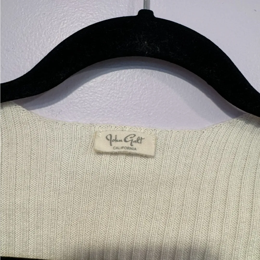 John‎ Galt white ribbed short sleeve sweater shirt - Image 2