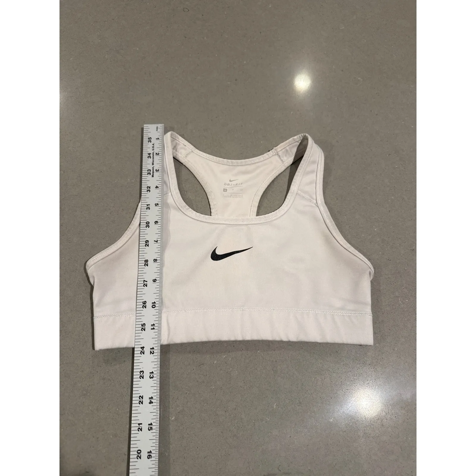 Nike Dri-FIT Sports Bra Padded Racerback White Workout Activewear‎ Top - Image 2