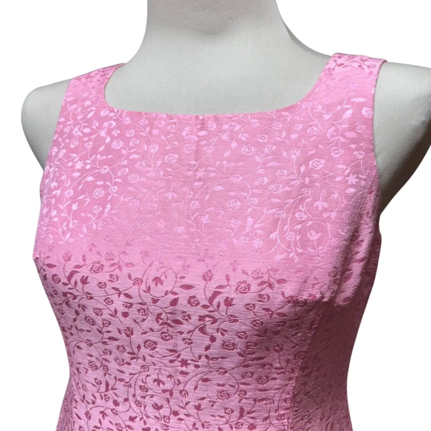 Oscar De La Renta Textured Linen Silk Sleeveless Sheath Dress Pink 6 Petite - Image 2