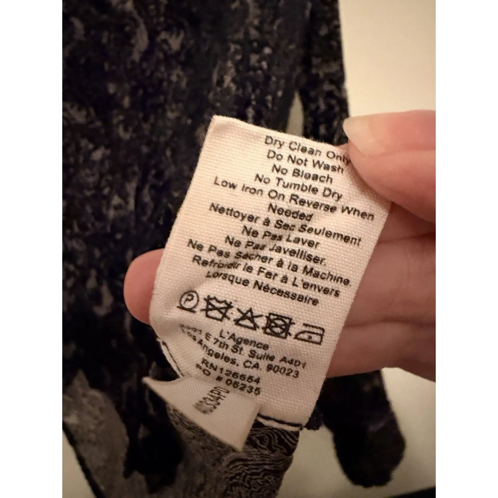 L'AGENCE Hailie Paisley Velvet Lace Silk Blend Button Down Shirt Black M $420 - Image 6