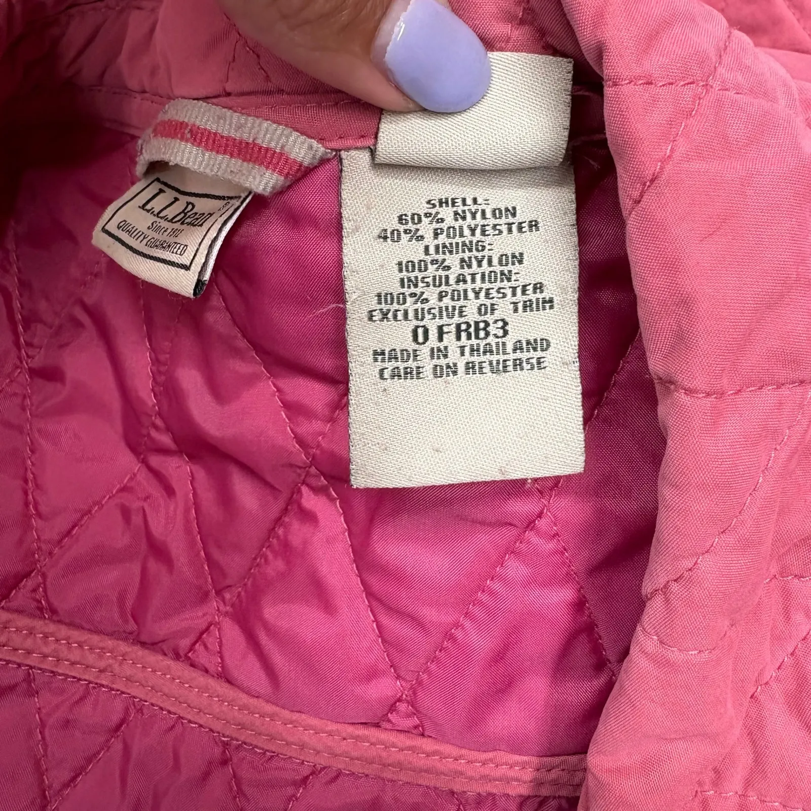 L.L. Bean Women's Quilted Jacket Lightweight Full Zip‎ Pockets Pink Jacket XL Size M - Image 5