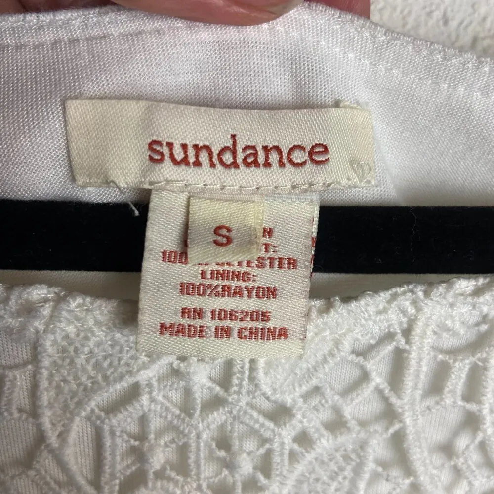 Sundance Size Small White Linen Eyelet Lace Long Sleeve Shirt Blouse Boho Tunic - Image 6