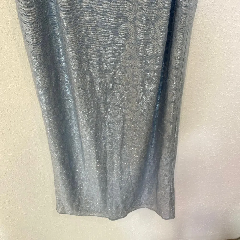 Jessica McClintock Gunne Sax Sleeveless Maxi Blue Silver Dress Vintage Sz Sm - Image 3