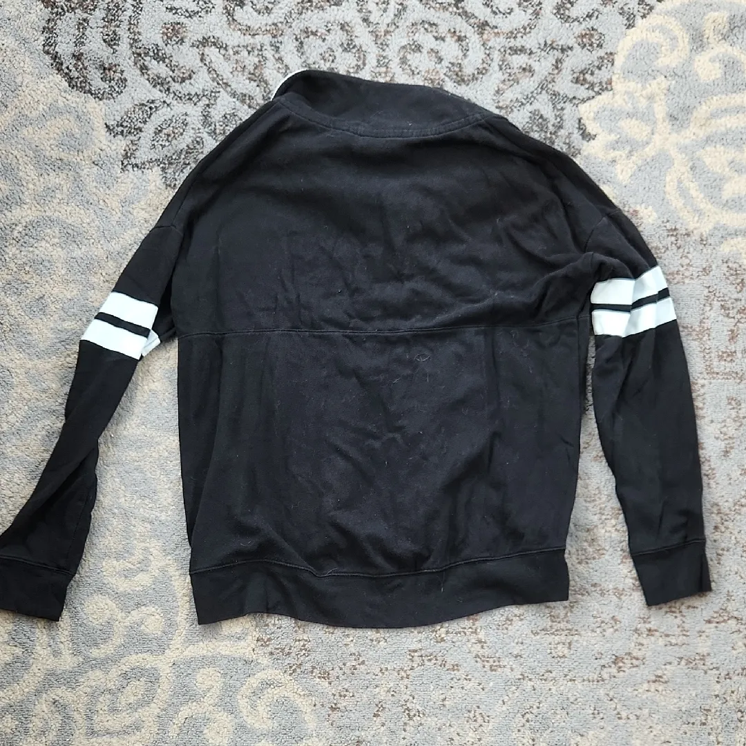 PINK Victoria’s Secret Quarter-Zip Sweatshirt Black White Medium - Image 5
