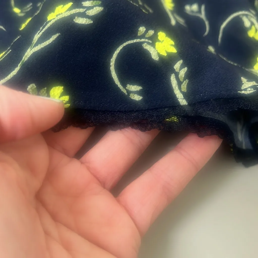 Sunday Best Floral‎ Puff Sleeve Mini Dress Black Yellow Print Size 2XS Blue - Image 8