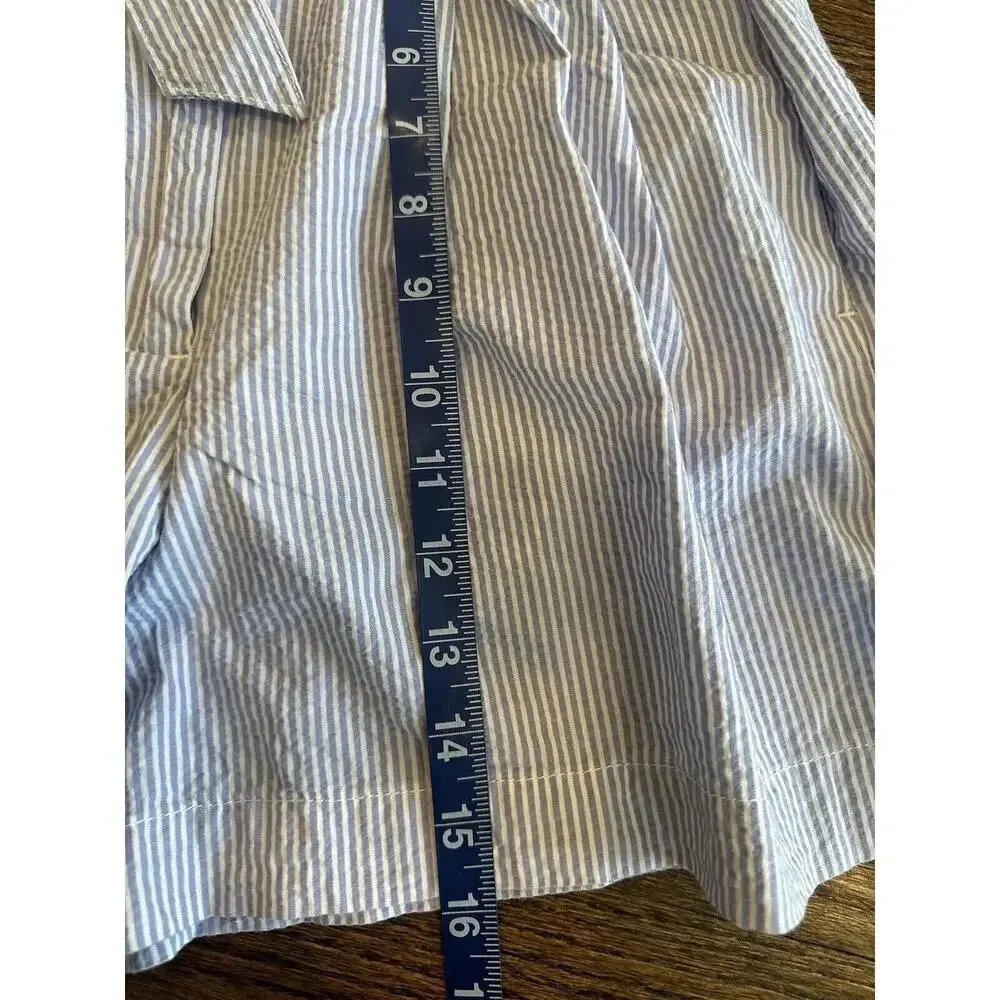 J.Crew Sack Style shorts Size 4 tie belt Blue & White Pin Stripes 1094 - Image 4