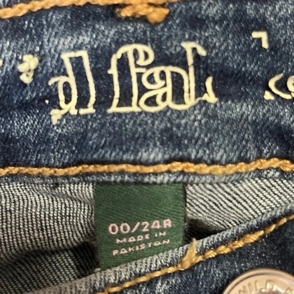 Wild Fable Blue Medium Wash Distressed Side Striped Skinny Jeans Size 0 - Image 4