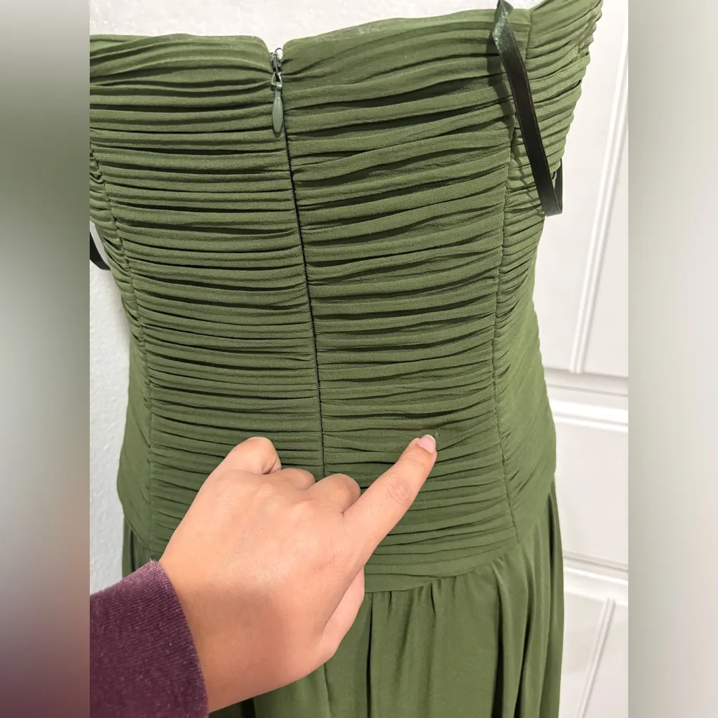 Max and Cleo Strapless Dress in Forest Green Size 8 - Image 12