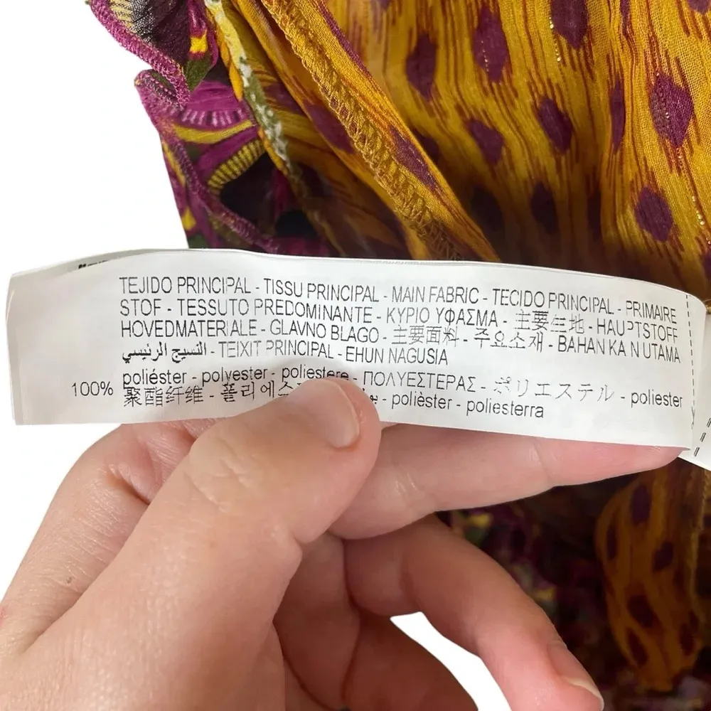 NWT Zara Printed Chiffon Open Back Halter Top in Pink/Orange Size L - Image 13