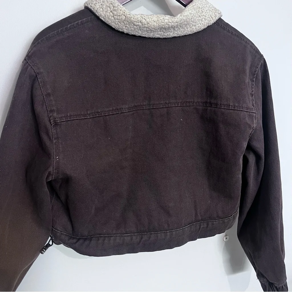 Stoosh Chocolate Teddy Jacket with Ivory Collar - Image 2